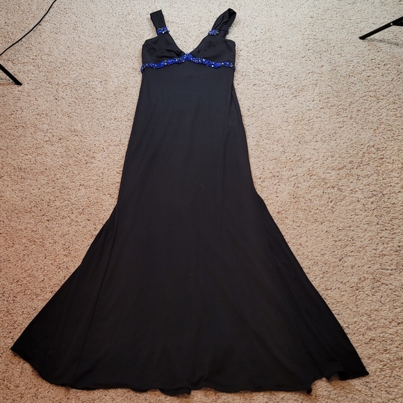 Blumarine Black V Neck Sleeveless Crystals Long Dress size I 48 - Picture 5 of 14